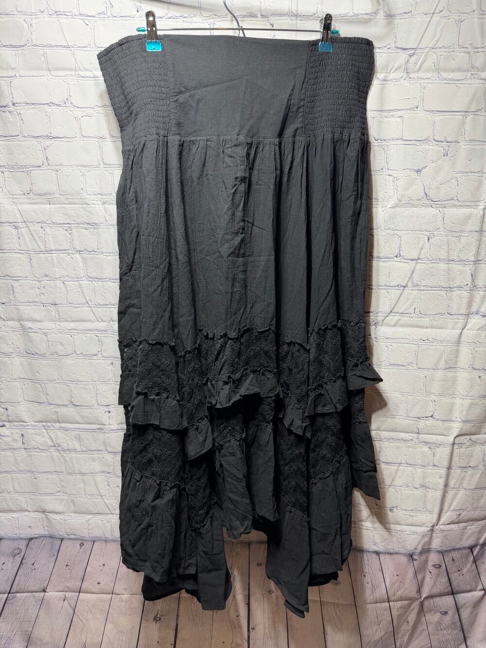 Natural Life Asymmetrical Lace Maxi Skirt Black Sz XL NWT Whimsigoth